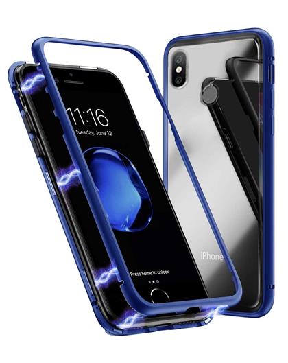 Ultra Slim Magnetic Back Case Cover with Metal Edges Frame