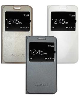 TBZ Premium Leather Window Flip Cover Case for Samsung Galaxy J2