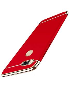 TBZ Cover For OnePlus 5T Ultra-thin 3 in 1 Anti-Scratch Anti-fingerprint Shockproof Resist Cracking Electroplate Metal Texture Armor PC Hard Back Case Cover -Red