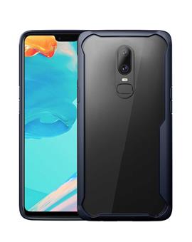 TBZ Transparent Hard Back with Soft Bumper Case Cover for OnePlus 6 - Blue