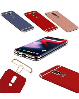 TBZ Cover for OnePlus 6 - Ultra-thin 3 in 1 Anti-fingerprint Shockproof Resist Cracking Electroplate Metal Texture Armor PC Hard Back Case Cover