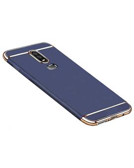 TBZ Ultra-thin 3 in 1 Anti-fingerprint Shockproof Resist Cracking Electroplate Metal Texture Armor PC Hard Back Case Cover for OnePlus 6 -Blue