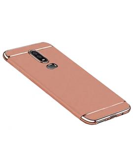 TBZ Ultra-thin 3 in 1 Anti-fingerprint Shockproof Resist Cracking Electroplate Metal Texture Armor PC Hard Back Case Cover for OnePlus 6 -Rose Gold