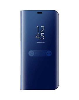 TBZ Case for OnePlus 6T Luxury Mirror Clear View Magnetic Stand Flip Folio Case for OnePlus 6T - Blue