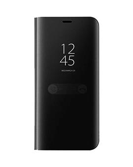TBZ Case for OnePlus 6T Luxury Mirror Clear View Magnetic Stand Flip Folio Case for OnePlus 6T -Black