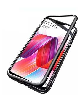 TBZ Cover for Oneplus 6T Ultra Slim Magnetic Back Case Back Cover with Metal Frame & Glass Back for Oneplus 6T - Black