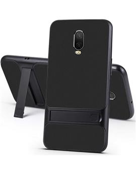 RRTBZ Dual Layer Armor PC Frame TPU Shock Proof Silicone Kickstand Back Cover Case for OnePlus 6T -Black