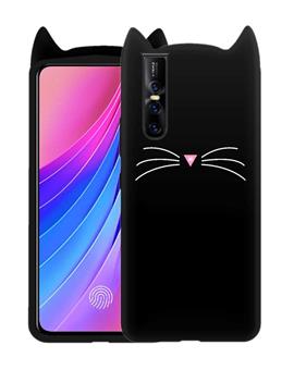 Case for Vivo V15 Pro Cat Cartoon Soft Rubber Silicone Back Case Cover for Vivo V15 Pro -Black