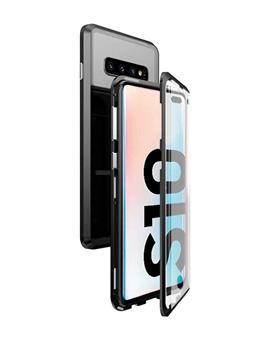 Case for Samsung Galaxy S10 Ultra Slim Magnetic Back Case Back Cover with Metal Frame & Glass Back for Samsung Galaxy S10 -Black