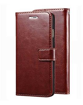 Leather Diary Wallet Book Flip Cover Case for Samsung Galaxy A7 (2018) -Brown