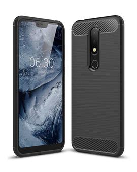 Case for Nokia 6.1 Plus Shock Proof Carbon Fibre Texture Slim TPU Flexible Back Case Cover for Nokia 6.1 Plus / Nokia 6.1+