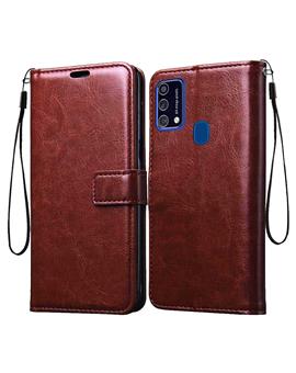 Foldable Wallet Flip Cover Case for Samsung Galaxy M31 / Samsung Galaxy F41 -Brown