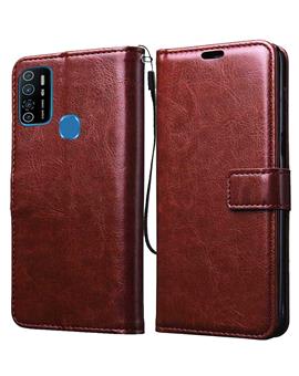 RRTBZ Wallet Flip Cover Case for Tecno Spark 5 pro / Infinix Hot 9 Pro -Brown