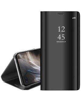 Luxury Semi Clear View with Standing Mirror Flip Case for OnePlus Nord -Black