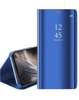 Luxury Semi Clear View with Standing Mirror Flip Case for OnePlus Nord -Blue