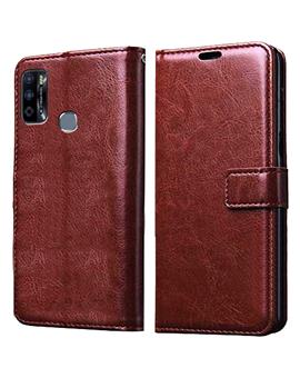 Wallet Flip Cover Case for Infinix Smart 4 Plus -Brown