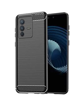 RRTBZ Case for Vivo V23 Pro 5G Carbon Fiber Hybrid Armor Back Case Cover for Vivo V23 Pro 5G -Black