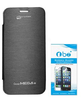 TBZ Flip Cover Case for Micromax Canvas Mega 4G Q417 -Black