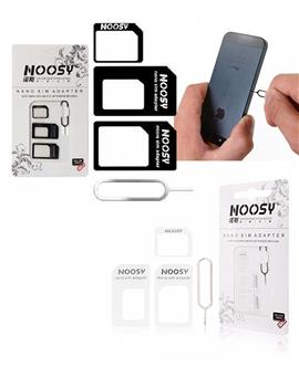4 IN 1 Noosy SIM Card Adapter Kit Nano, Micro, Needle
