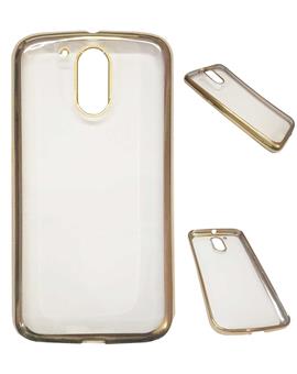 TBZ Transparent Electroplated Edges TPU Back Case Cover for Motorola Moto G4 Plus -Golden