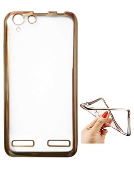 TBZ Transparent Electroplated Edges TPU Back Case Cover for Lenovo Vibe K5 Plus -Golden