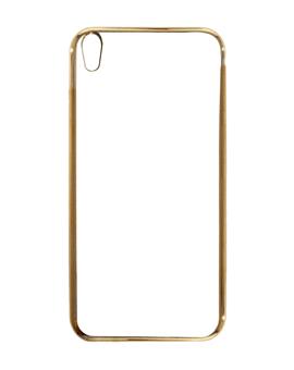 TBZ Transparent Electroplated Edges TPU Back Case Cover for Lyf Water 5 -Golden