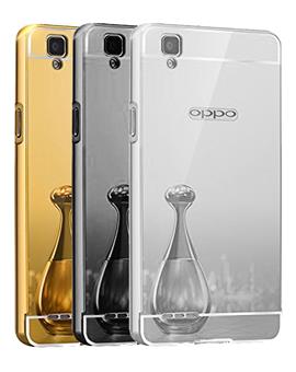 TBZ Metal Bumper Acrylic Mirror Back Cover Case for Oppo F1s