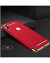 TBZ Cover for Xiaomi Redmi Note 5 Pro, Ultra-thin 3 in 1 Anti-Scratch Anti-fingerprint Shockproof Resist Cracking Electroplate Metal Texture Armor PC Hard Back Case Cover -Red