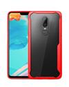 TBZ Transparent Hard Back with Soft Bumper Case Cover for OnePlus 6 - Red