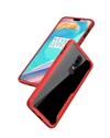 TBZ Transparent Hard Back with Soft Bumper Case Cover for OnePlus 6 - Red