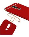 TBZ Ultra-thin 3 in 1 Anti-fingerprint Shockproof Resist Cracking Electroplate Metal Texture Armor PC Hard Back Case Cover for OnePlus 6 -Red