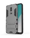 TBZ Tough Heavy Duty Shockproof Dual Protection Layer Hybrid Kickstand Back Case Cover for OnePlus 6 -Grey