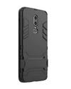 TBZ Tough Heavy Duty Shockproof Dual Protection Layer Hybrid Kickstand Back Case Cover for OnePlus 6 -Black