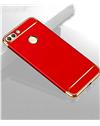 TBZ Ultra-thin 3 in 1 Anti-fingerprint Shockproof Resist Cracking Electroplate Metal Texture Armor PC Hard Back Case Cover for Huawei Honor 9N -Red