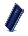 TBZ Case for OnePlus 6T Luxury Mirror Clear View Magnetic Stand Flip Folio Case for OnePlus 6T - Blue