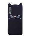 Samsung Galaxy A7 2018 - Cat Cartoon Soft Rubber Silicone Back Case Cover for Samsung Galaxy A7 (2018) -Black