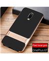 RRTBZ Dual Layer Armor PC Frame TPU Shock Proof Silicone Kickstand Back Cover Case for OnePlus 6T -Golden