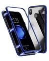 Ultra Slim Magnetic Back Case Cover with Metal Edges Frame & Transparent Glass Back for Xiaomi Redmi Note 7 / Redmi Note 7 Pro -Blue