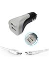 RRTBZ Dual Port Car Charger with 3.1 Amp for All Android and IOS Devices with Micro USB Cable