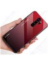 Luxurious Colourful Toughened Glass Back Case with Shockproof TPU Soft Bumper Back Cover for Xiaomi Redmi Note 8 Pro -Red