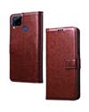 Foldable Wallet Flip Cover Case for Realme Narzo 20 / Realme C15 / Realme C12 -Brown