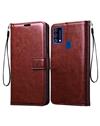 Foldable Wallet Flip Cover Case for Samsung Galaxy M31 / Samsung Galaxy F41 -Brown