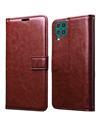 Wallet Flip Cover Case for Samsung Galaxy F62 -Brown