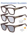 RRTBZ Photochromic Blue Cut Zero Power anti-glare Glasses Square Eyeglasses for Eye Protection Men and Women, Mobile/Computer/Tablet/Laptop/TV,Photochromic Sunglasses -Brown